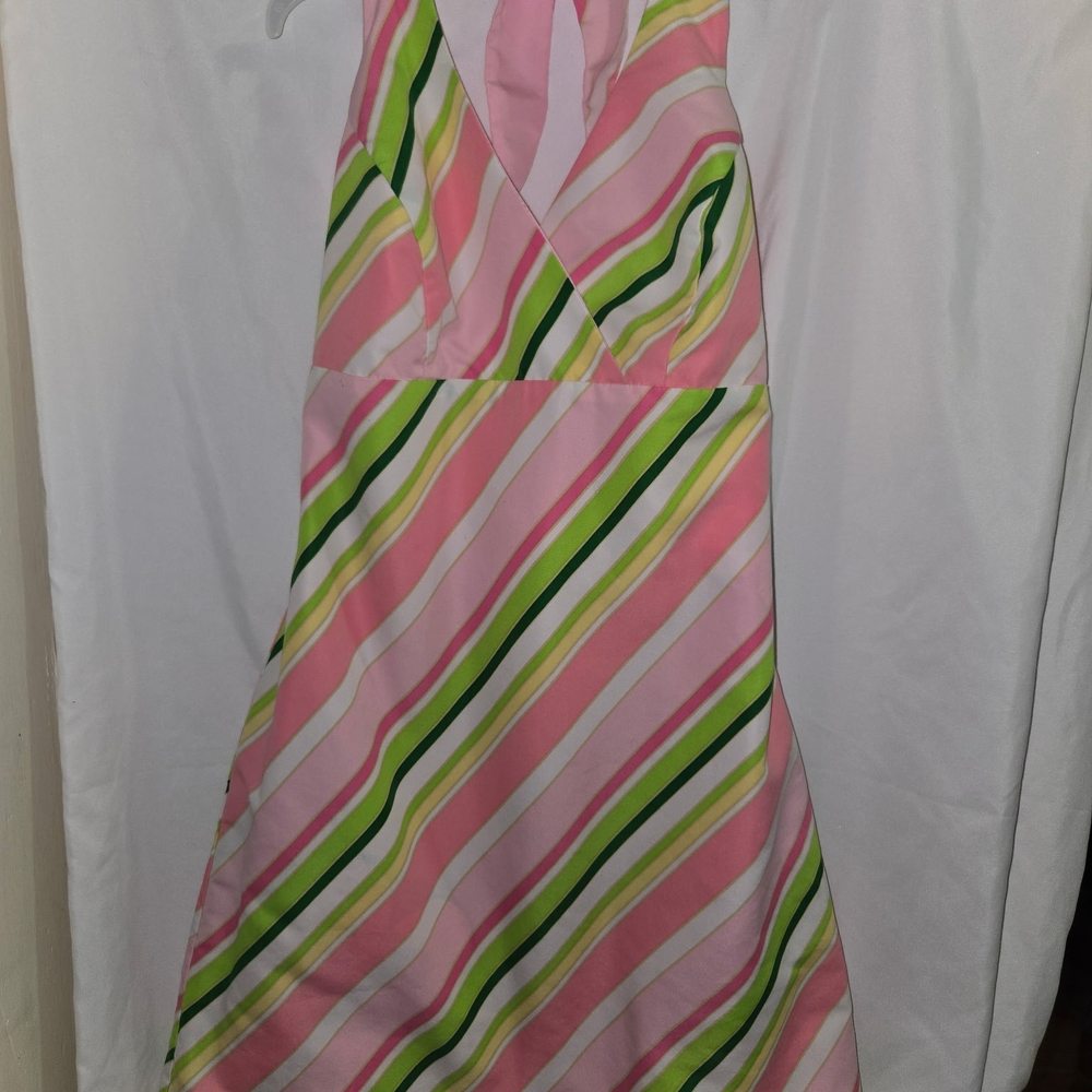 Pink and Green Striped Dress